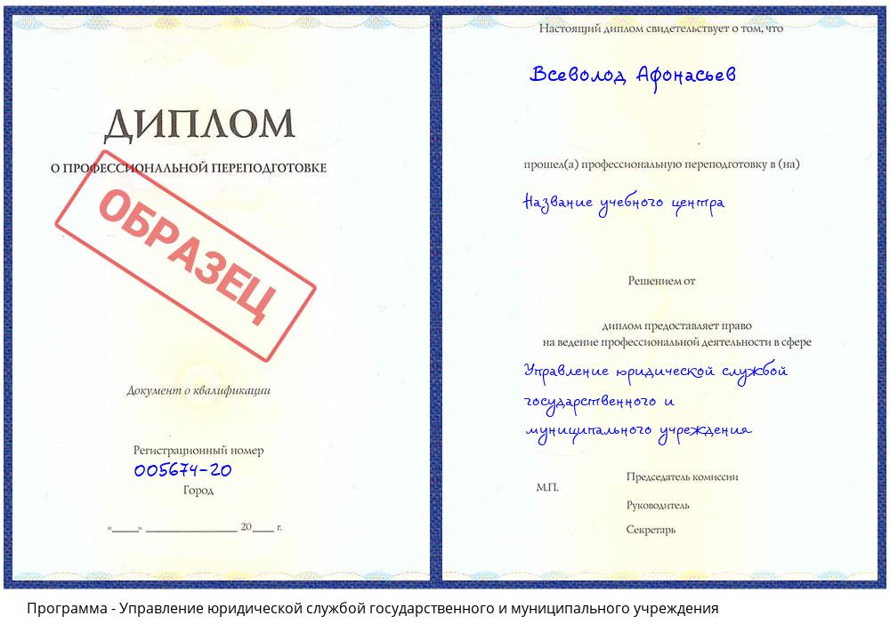 Управление юридической службой государственного и муниципального учреждения Хабаровск