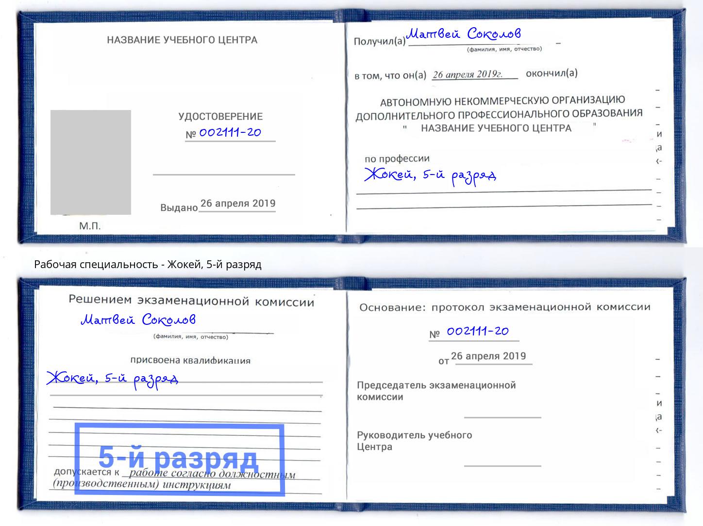 корочка 5-й разряд Жокей Хабаровск