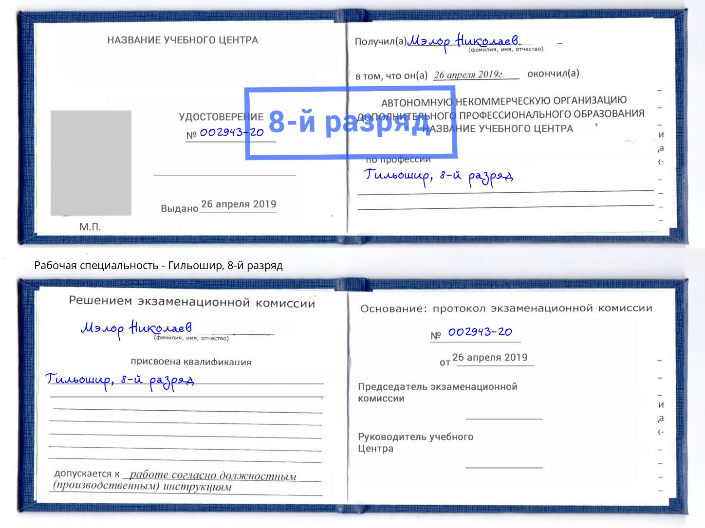 корочка 8-й разряд Гильошир Хабаровск