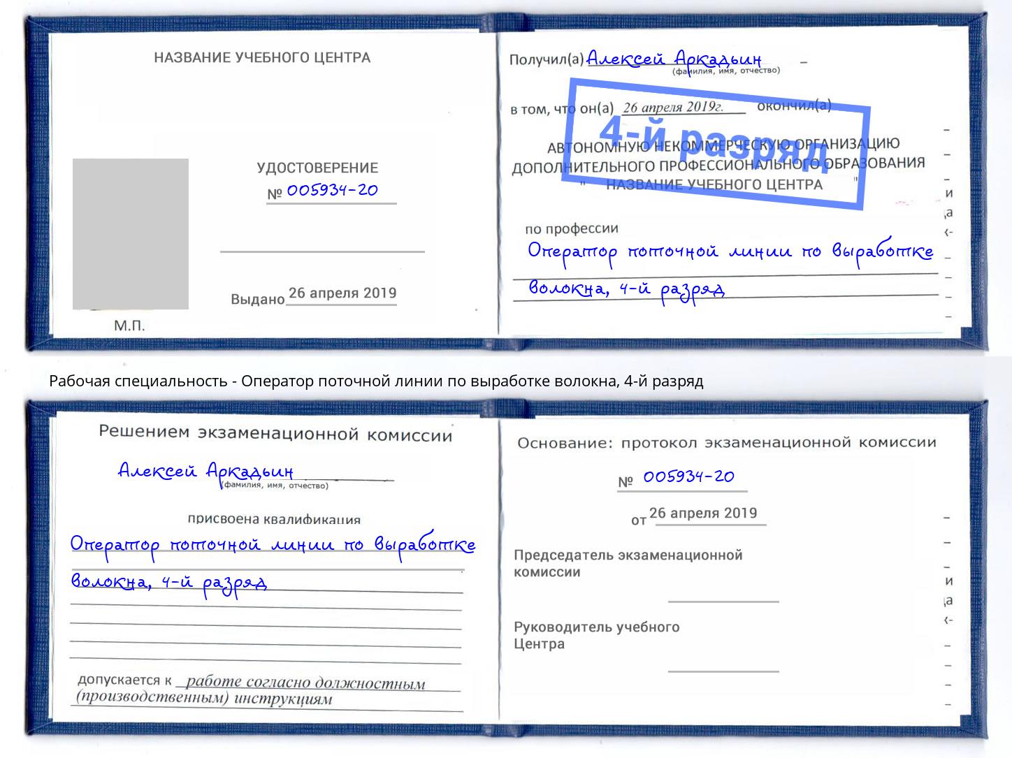 корочка 4-й разряд Оператор поточной линии по выработке волокна Хабаровск